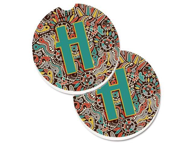 Carolines Treasures CJ2013-HCARC Letter H Retro Tribal Alphabet Initial Set of 2 Cup Holder Car Coaster