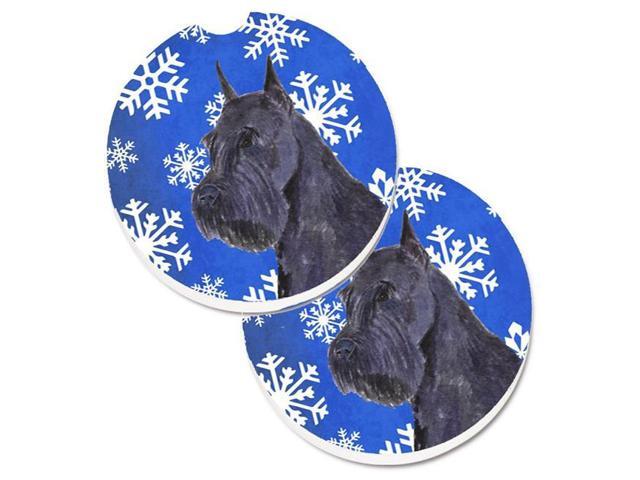 Carolines Treasures SS4661CARC Schnauzer Winter Snowflakes Holiday Set of 2 Cup Holder Car Coaster
