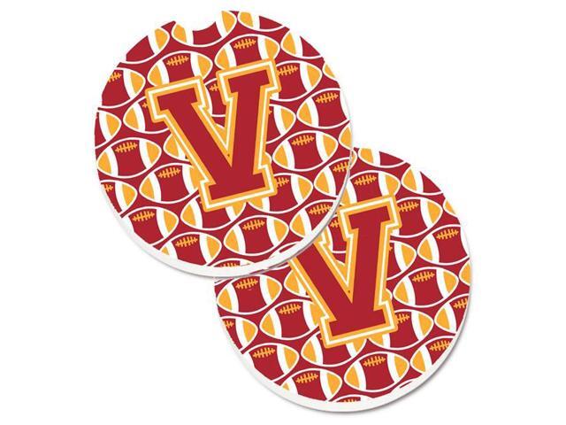 Carolines Treasures CJ1070-VCARC Letter V Football Cardinal & Gold Set of 2 Cup Holder Car Coaster