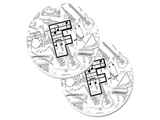 Carolines Treasures CJ2007-FCARC Letter F Musical Note Letters Set of 2 Cup Holder Car Coaster