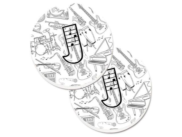 Carolines Treasures CJ2007-JCARC Letter J Musical Note Letters Set of 2 Cup Holder Car Coaster