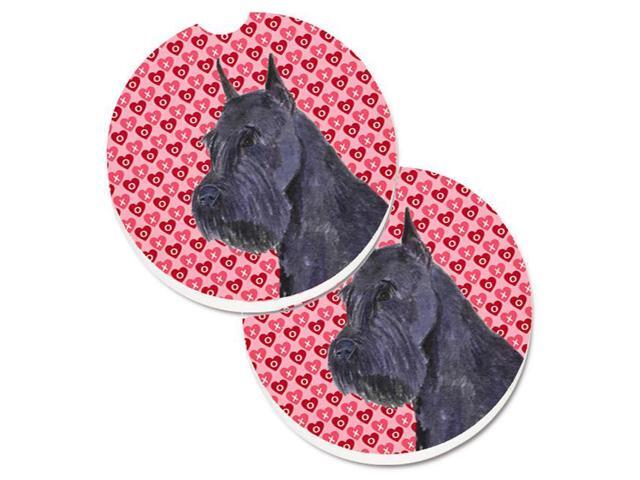 Carolines Treasures SS4523CARC Schnauzer Hearts Love & Valentines Day Portrait Set of 2 Cup Holder Car Coaster
