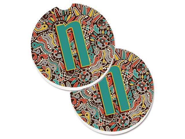 Carolines Treasures CJ2013-NCARC Letter N Retro Tribal Alphabet Initial Set of 2 Cup Holder Car Coaster