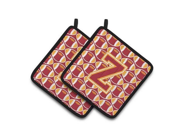 Carolines Treasures CJ1070-ZPTHD Letter Z Football Cardinal & Gold Pair of Pot Holders 75 x 3 x 75 in