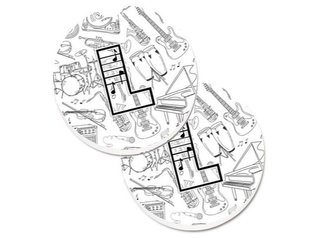 Carolines Treasures CJ2007-LCARC Letter L Musical Note Letters Set of 2 Cup Holder Car Coaster