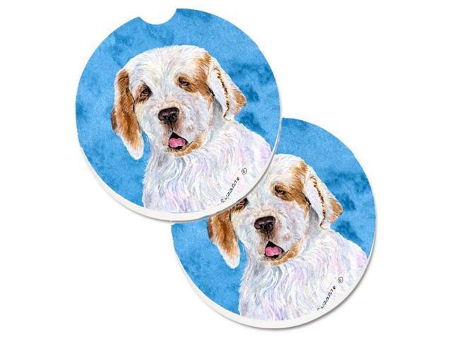 Carolines Treasures SS4776-BUCARC Blue Clumber Spaniel Set of 2 Cup Holder Car Coaster