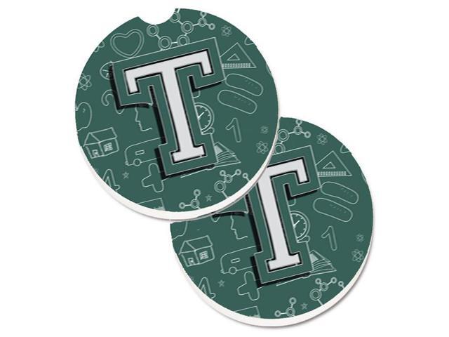 Carolines Treasures CJ2010-TCARC Letter T Back to School Initial Set of 2 Cup Holder Car Coaster