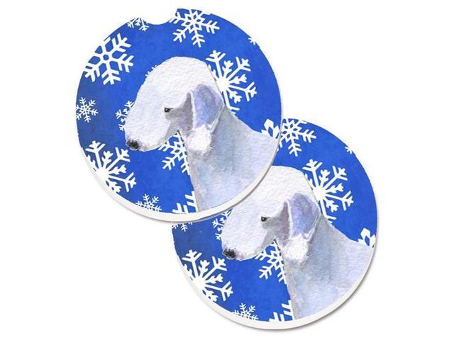 Carolines Treasures SS4621CARC Bedlington Terrier Winter Snowflakes Holiday Set of 2 Cup Holder Car Coaster