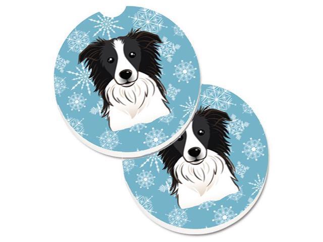 Carolines Treasures BB1675CARC Snowflake Border Collie Set of 2 Cup Holder Car Coaster