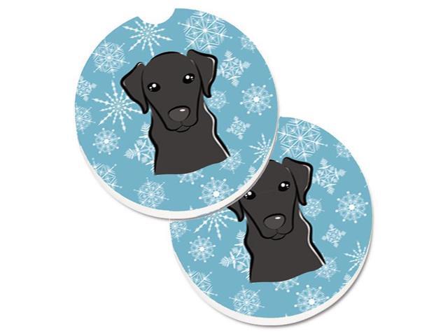 Carolines Treasures BB1669CARC Snowflake Black Labrador Set of 2 Cup Holder Car Coaster