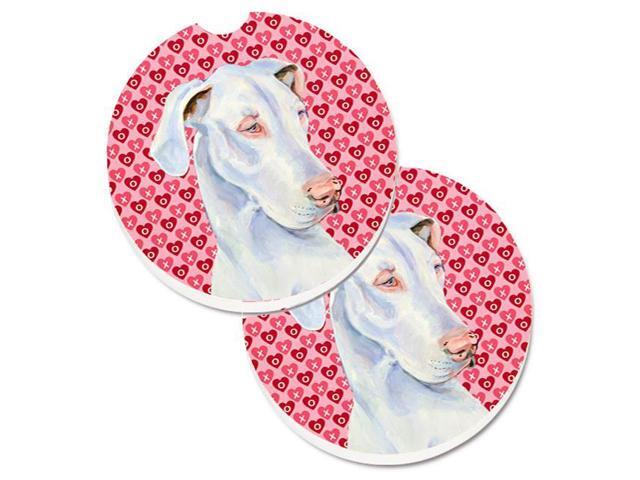 Carolines Treasures LH9131CARC Great Dane Hearts Love & Valentines Day Portrait Set of 2 Cup Holder Car Coaster