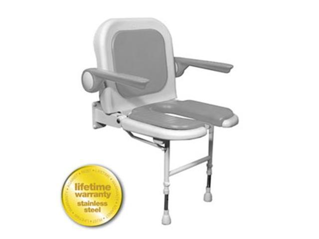 ARC Inc 04260P 4000 Series Shower Seat U-Shaped Padded with Back and Arms - Gray - 23 Inch W
