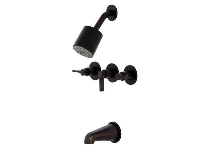 Kingston Brass KBX8135NDL Nuvofusion Tub & Shower Faucet with 3 Handles Oil Rubbed Bronze