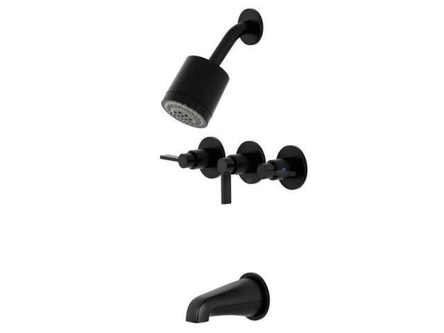 Kingston Brass KBX8130NDL Nuvofusion Tub & Shower Faucet with 3 Handles Matte Black