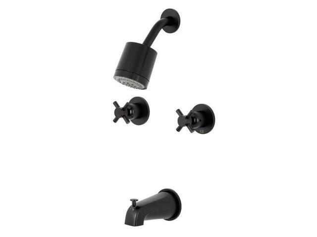 Kingston Brass KBX8140DX Concord Tub & Shower Faucet with 2 Handles Matte Black