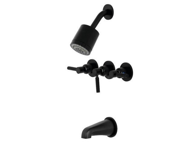 Kingston Brass KBX8130DKL Kaiser Tub & Shower Faucet with 3 Handles Matte Black