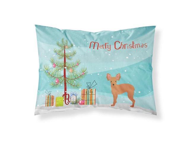 Carolines Treasures CK3484PILLOWCASE Russkiy Toy or Russian Toy Terrier Christmas Tree Fabric Standard Pillowcase