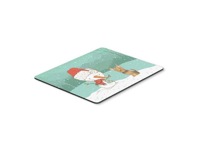 Carolines Treasures CK2098MP Yorkie Cropped Ears Snowman Christmas Mouse Pad Hot Pad or Trivet