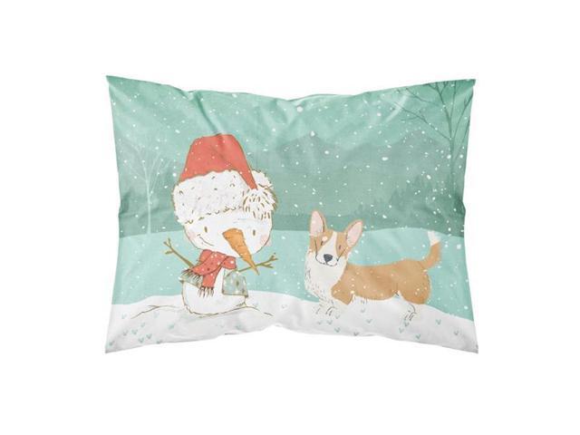 Carolines Treasures CK2063PILLOWCASE Cardigan Corgi Snowman Christmas Fabric Standard Pillowcase