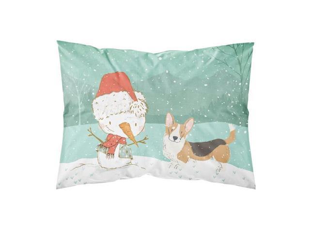 Carolines Treasures CK2062PILLOWCASE Tricolor Cardigan Corgi Snowman Christmas Fabric Standard Pillowcase