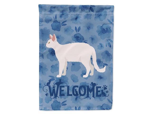 Carolines Treasures CK4868GF 11 x 001 x 15 in White Devon Rex Cat Welcome Flag Garden Size