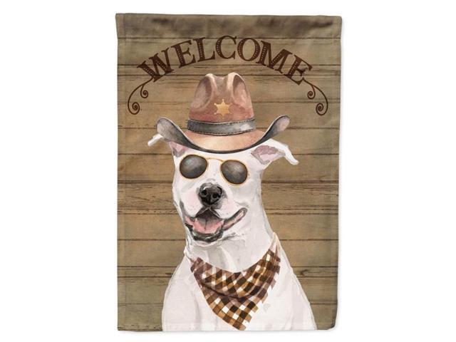 Carolines Treasures CK6277GF 11 x 001 x 15 in White Staffordshire Bull Terrier Country Dog Flag Garden Size