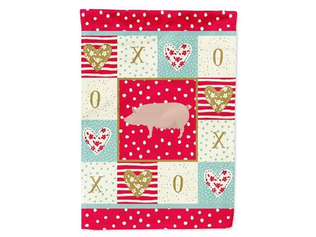 Carolines Treasures CK5365CHF 28 x 001 x 40 in English Large White Pig Love Flag Canvas House Size