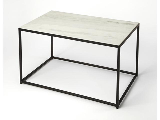 Butler Phinney Modern Rectangular Marble and Metal Coffee Table
