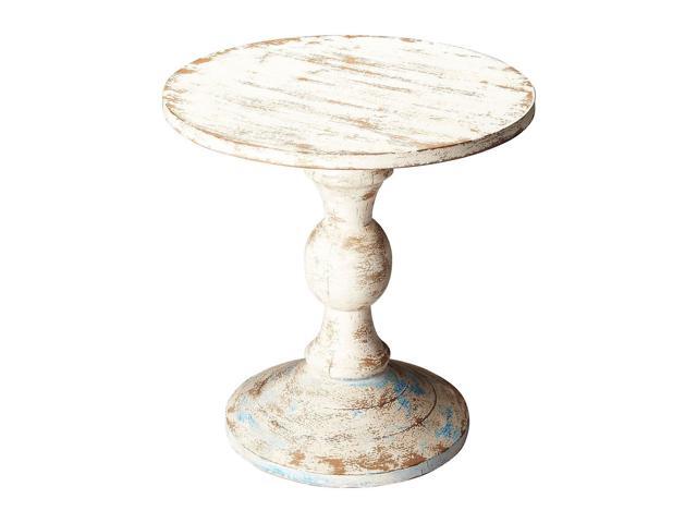 Transitional Grandma'S Attic Solid Wood Round Pedestal Table - White