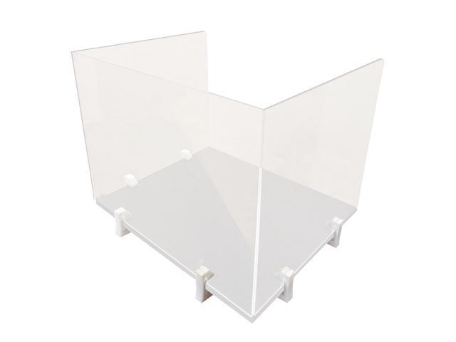 Offex Clear Portable Antimicrobial Freestanding Plexiglass Protection Shield Sneeze Guard Panel Desk Barrier for Table Countertops Reception