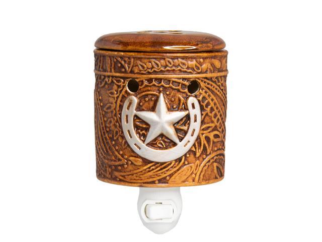 Home Fragrance Leather Embossed Plug-in Accent Wax Warmer with 15 Watt Light Bulb