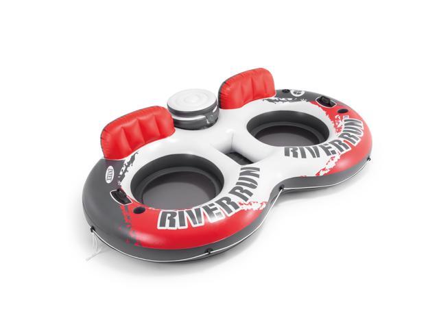 Intex River Run II Inflatable 2 Person Pool Tube Float w/ Cooler and Repair Kit