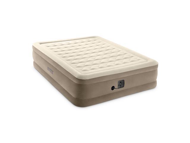 Intex Ultra Plush Fiber-Tech Airbed Elevated Air Mattress & Built-In Pump Queen