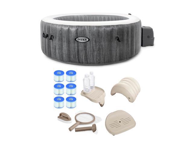 Intex 28439E Greywood Deluxe 4 Person Inflatable Hot Tub Bubble Jet Spa Kit