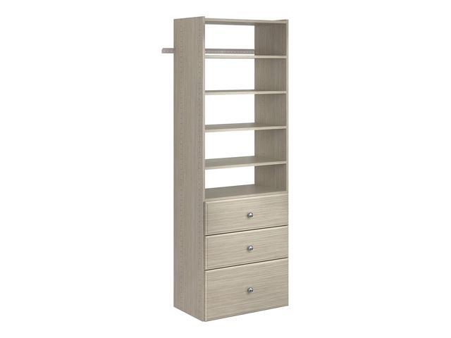 Easy Track Premium Tower Closet Organizer with Shelves & Drawers Weathered Grey