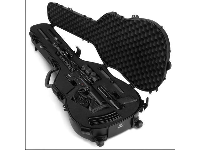 Savior Equipment Lockable Single Rifle Rolling Padded Guitar Gun Case, Black