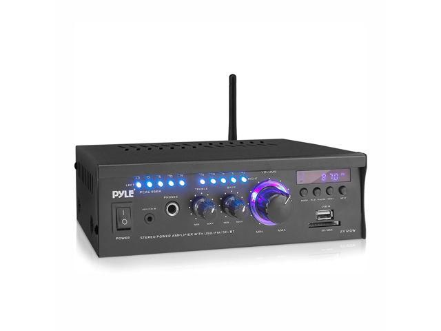 Pyle PCAU46BA - Audio Speaker Power Amplifier System - 2x120 Watt Amp w/ Headphone Jack, MP3/USB/SD/MMC Card Reader/FM Radio/ Receiver w/AUX, CD Inputs & Blue LED Display