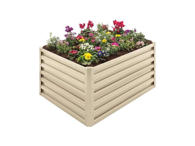 Stratco 20 Cubic Feet Steel Double Height Rectangle Garden Plant Bed Beige