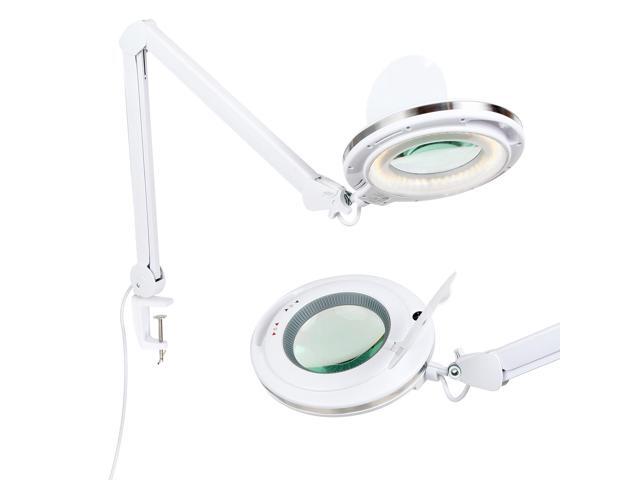 Brightech Lightview Pro LED Adjustable Clamp Dimmable Magnifier Desk Lamp White