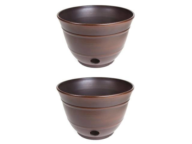 Liberty Garden Banded High Density Resin Hose Holder Pot with Drainage (2 Pack)