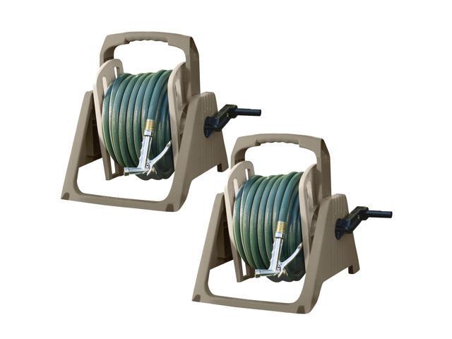 Suncast 100 Foot Tote or Wall Mount Garden Hose Reel Taupe TSA100M (2 Pack)