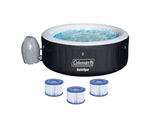 Coleman SaluSpa 4 Person Inflatable Hot Tub Spa with 3 Filter Cartridge Refills