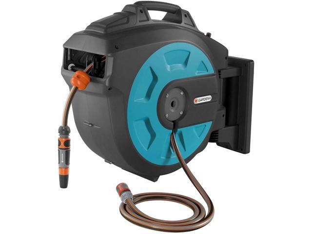 Gardena Comfort 82 Foot Wall Mounted Retractable Swivel Garden Hose Reel Box