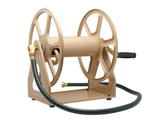 Liberty Garden 200 Foot LBG-709 Steel Dual Mount Garden Hose Storage Reel Tan
