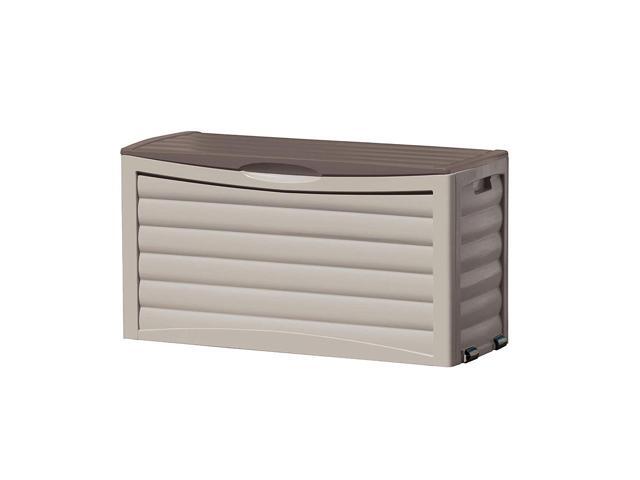 Suncast 63 Gallon Outdoor Patio Deck Resin Storage Organization Chest Box Taupe