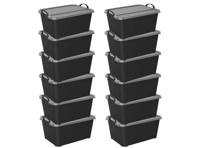 Life Story Locking Stackable Closet & Storage Box 55 Quart Containers (12 Pack)