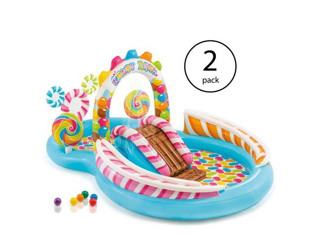 Intex Kids Inflatable Candy Zone Swim Kids Splash Pool with Waterslide (2 Pack)