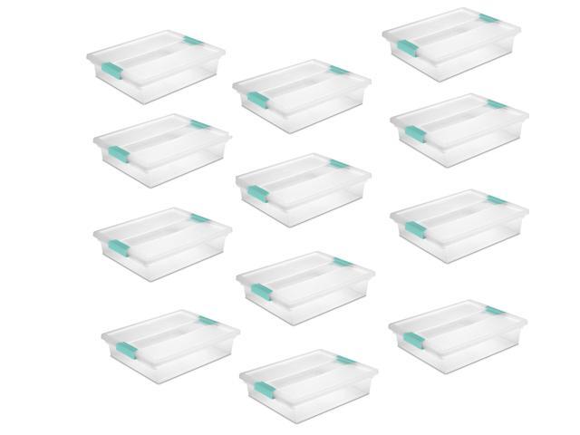 Sterilite Large Plastic File Clip Box Storage Tote Container with Lid (12 Pack)
