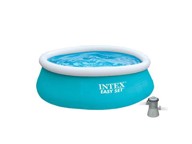 Intex 6ft x 20in Easy Set Inflatable Round Kids Backyard Swimming Pool & Pump