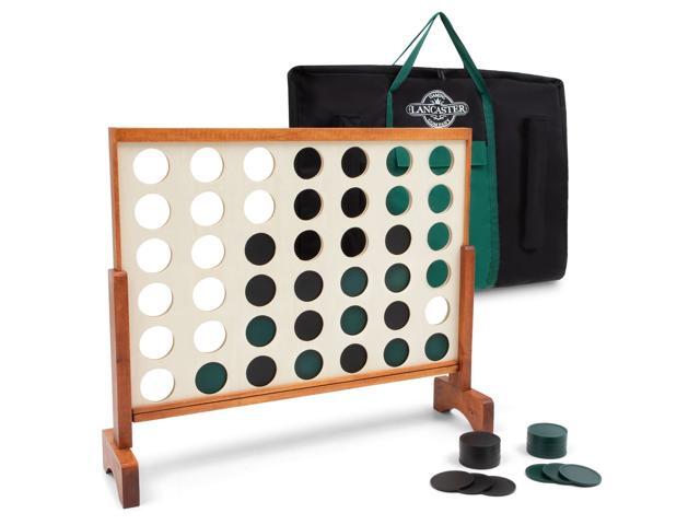 Lancaster Oversized 4-In-A-Row Wooden Outdoor Game Set w/ Carry Bag